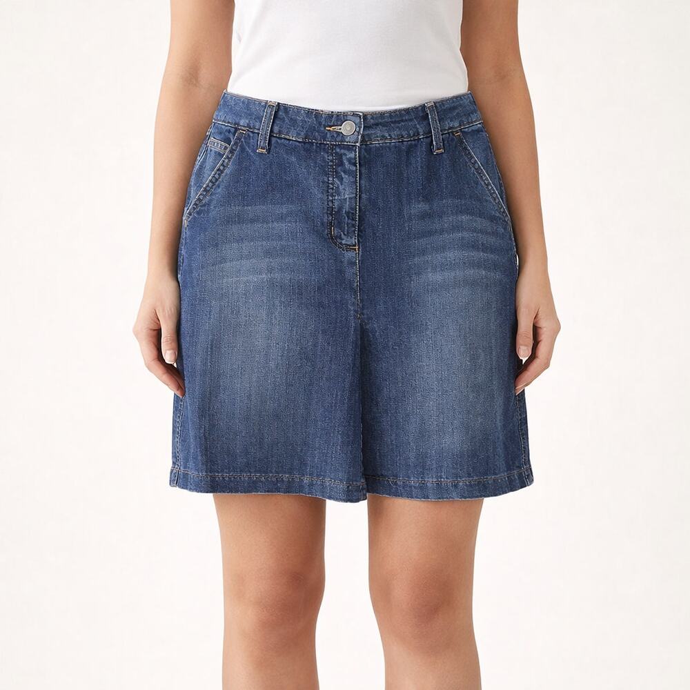 Boden Denim front-pleat skirt Size 10R